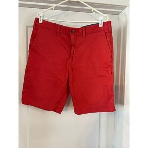 Nautica Mens Bright Coral Red Chino Shorts Flat Front Straight Fit 36W Nautical